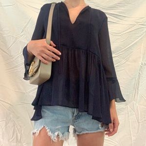 Semi-sheer Navy Blue Zara top